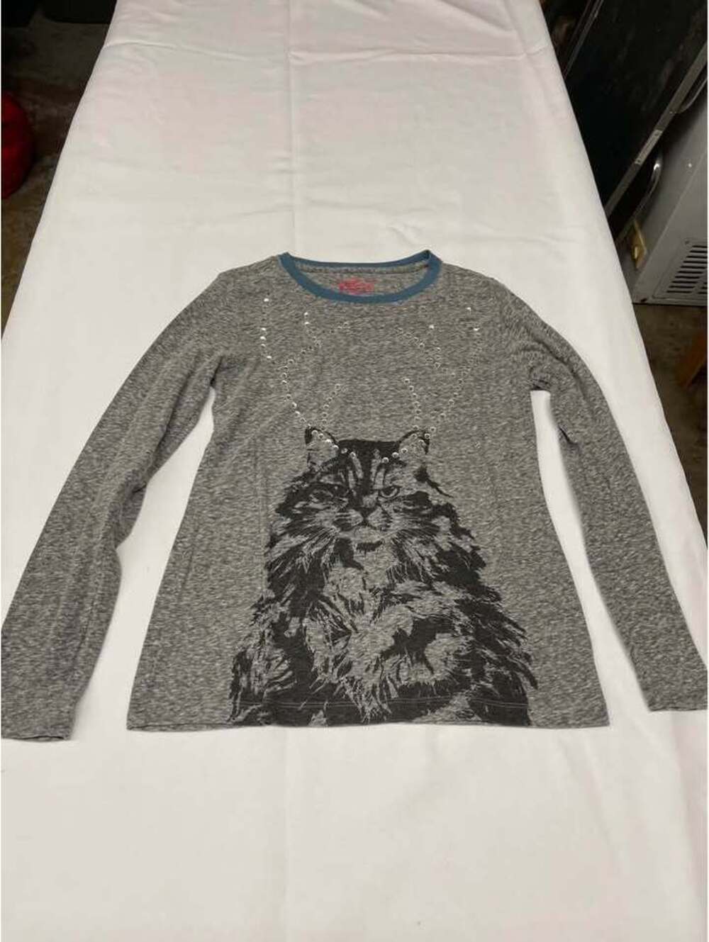 J.Crew Crewcuts Girls Size 14 Cat Graphic Rhinestone Long Sleeve Shirt
